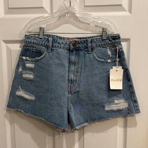 Show Me Your MuMu High Rise Denim Shorts Size 32 NWT